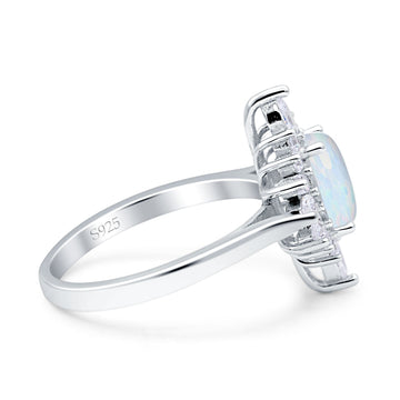 Wholesale Vintage Style Oval Engagement Ring Lab Created White Opal 925 Sterling Silver